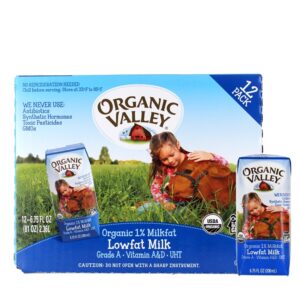 Caixas de Leite Orgânico 1% Lowfat - Pacote 12 Organic Valley