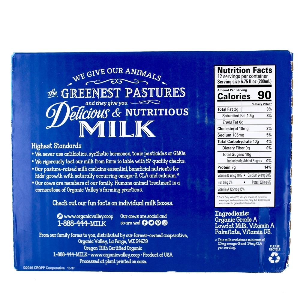 Caixas de Leite Orgânico 1% Lowfat - Pacote 12 Organic Valley - Imagem 3