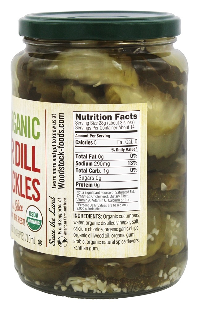 Picles de aneto Kosher fatiado orgânico - 24 oz. Woodstock Farms - Imagem 2
