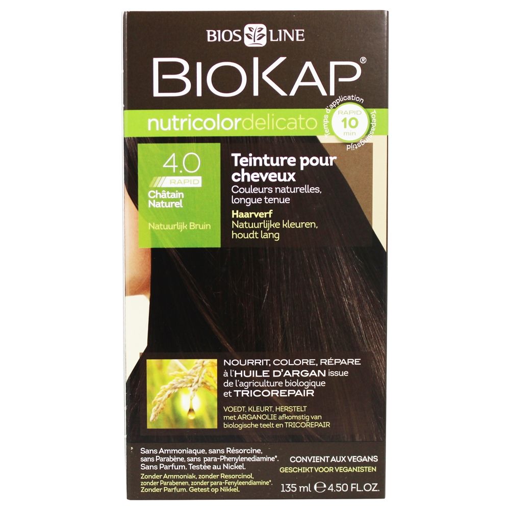 Nutricolor Delicato Permanente Tintura De Cabelo Rápida 4.0 Natural Castanho - 4.5 fl. oz. BioKap - Imagem 3