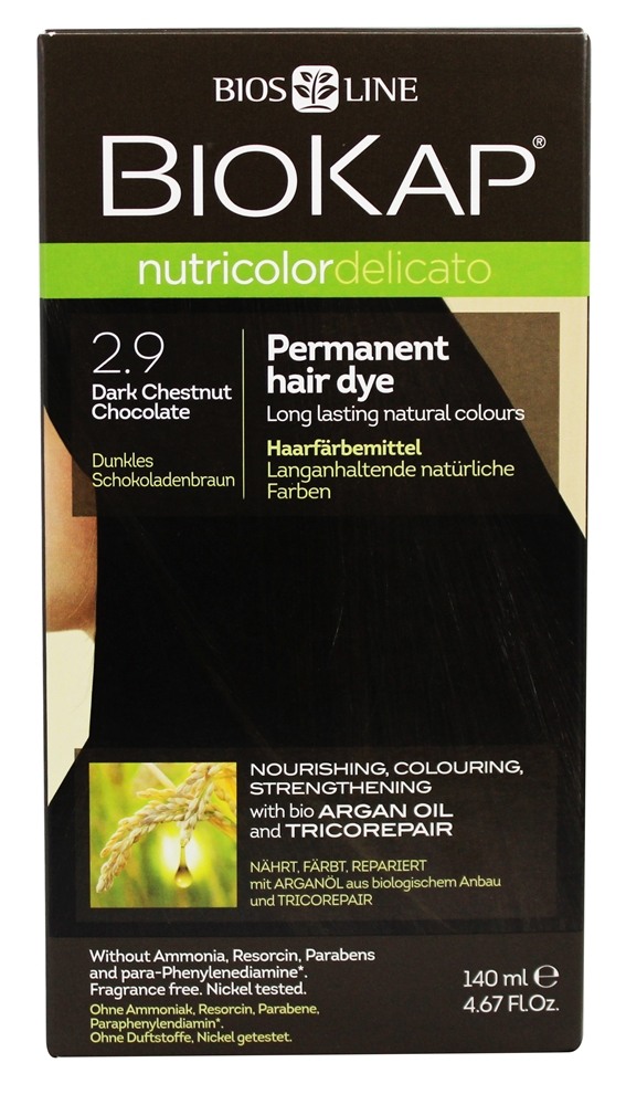 Nutricolor Delicato Tintura Permanente de Cabelo 2.9 Chocolate de Castanha Escura - 4.5 fl. oz. BioKap