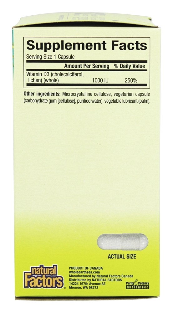 Pure Alimento Vitamina D3 Bioenhançado Vegano 1000 IU - Cápsulas vegetarianas 90 Whole Earth & Sea - Imagem 2