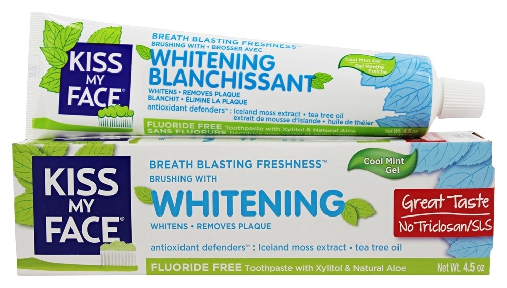 Clareamento Gel de Dentífrico Fluoreto Livre Cool Mint - 4.5 oz. Kiss My Face