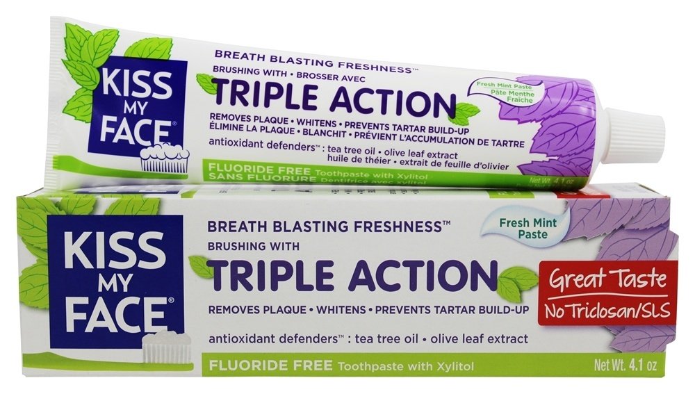 Ação Tripla Dentífrico Flúor Livre Hortelã Fresca - 4.1 oz. Kiss My Face