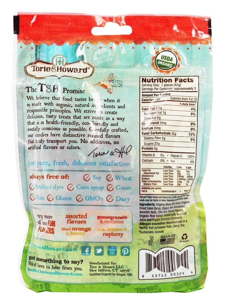 Orgânico Chewie Frutoso Doce Mastiga Variado Sabores - 4 oz. Torie & Howard - Imagem 2