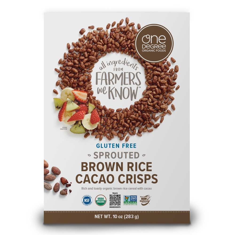Arroz Integral Brotado Cacau Crisps Sem Glúten Cereais - 10 oz. One Degree Organic Foods