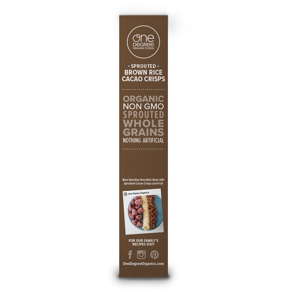 Arroz Integral Brotado Cacau Crisps Sem Glúten Cereais - 10 oz. One Degree Organic Foods - Imagem 3