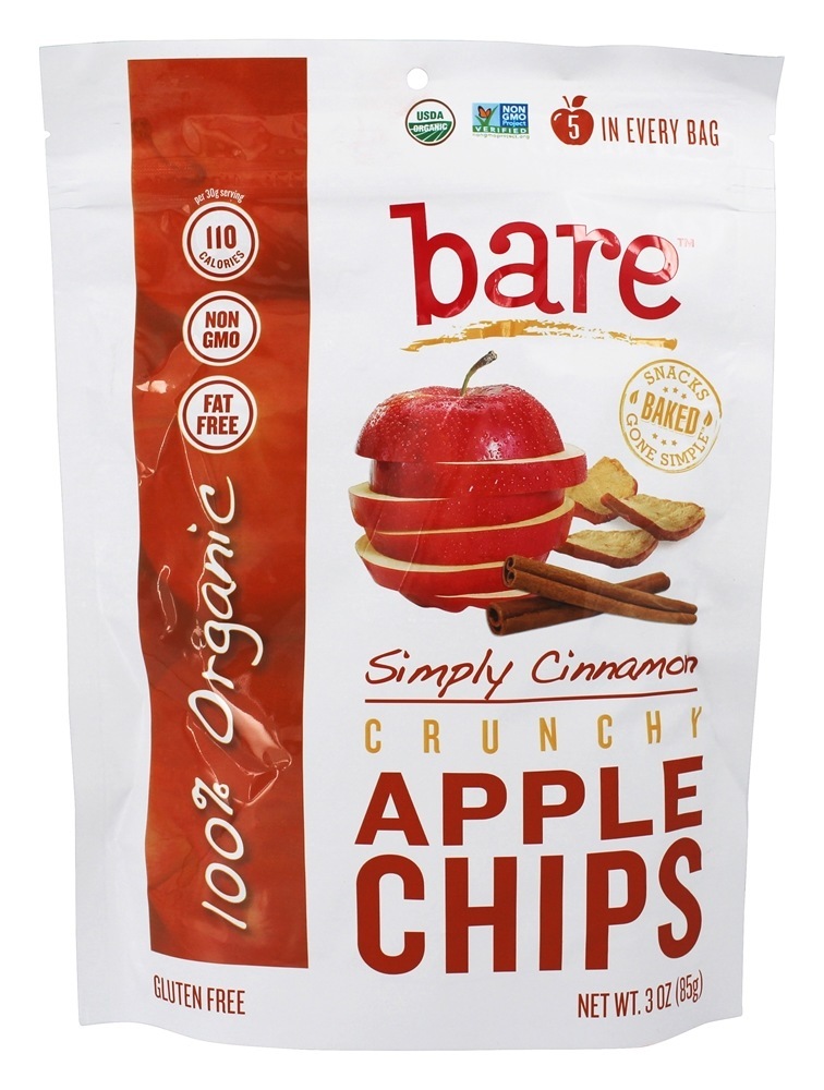 100 Microplaquetas de Apple Crocantes Orgânicas Simplesmente Canela - 3 oz. Bare Snacks