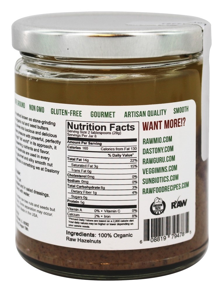 100 % de manteiga de avelã orgânica - 8 oz. Dastony - Imagem 2