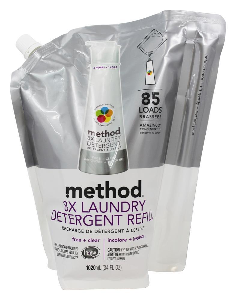 Lavanderia Detergente 8x Concentrado Reabastecer 85 ELE Cargas Livre + Limpar - 34 oz. Method