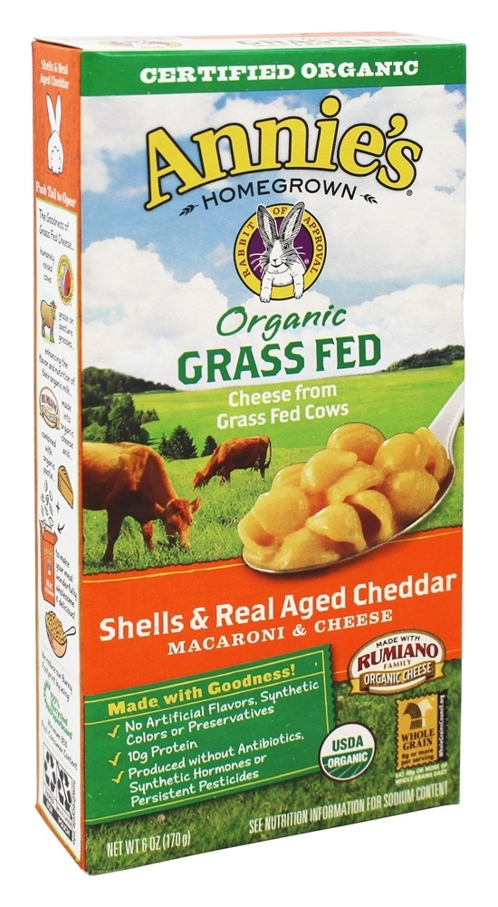 Conchas de Macarrão e Queijo com Capim Orgânico & Cheddar com Envelhecimento Real - 6 oz. Annie's