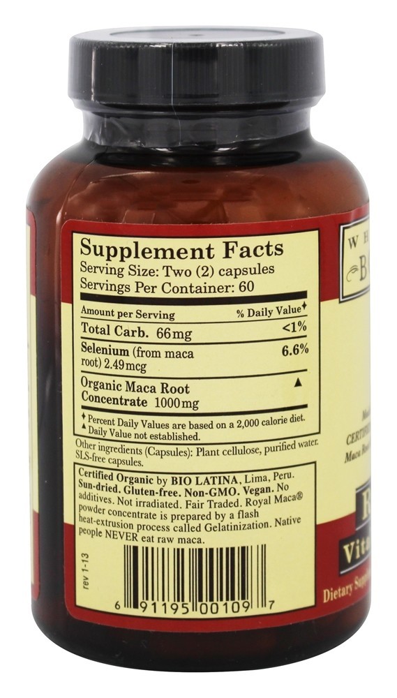 Royal Maca Vitality-Libido- Balance - Cápsulas vegetarianas 120 Whole World Botanicals - Imagem 2