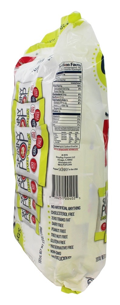 Pipoca Todo Natural Magro Pack Original - 6 Malas Skinny Pop - Imagem 2