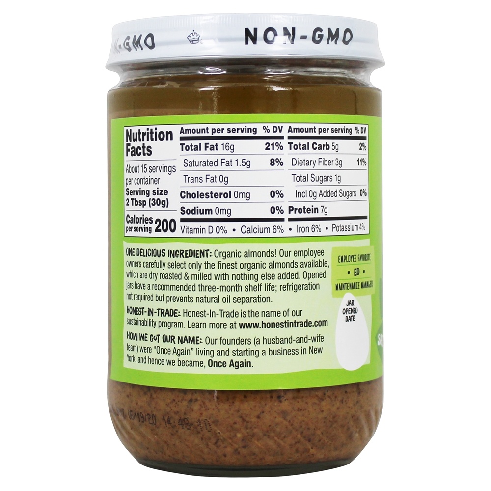 Sal Crocante de Manteiga de Amêndoa Orgânica Sem Açúcar & Assado - 16 oz. Once Again - Imagem 2