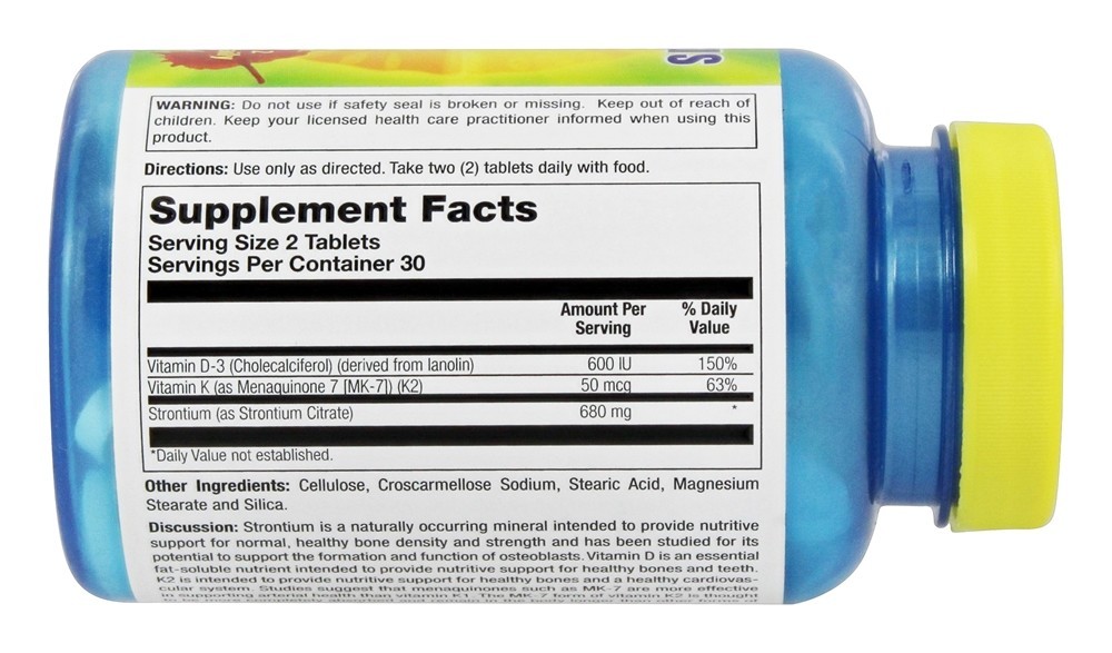Estrôncio Plus D3 e K2 - 60 Tablets Nature's Life - Imagem 2