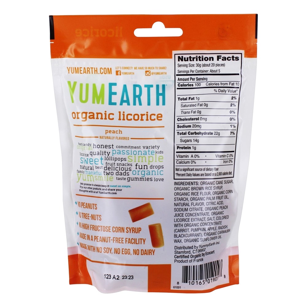 Pêssego de Licorice Sem Glúten Orgânico - 5 oz. YumEarth - Imagem 2
