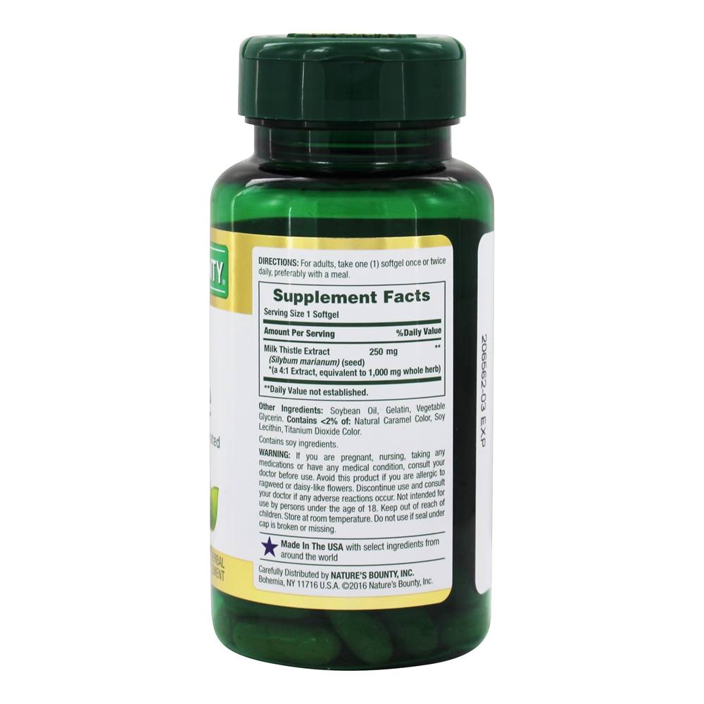 Milk Thistle 1000 mg. - 50 Softgels Nature's Bounty - Imagem 2