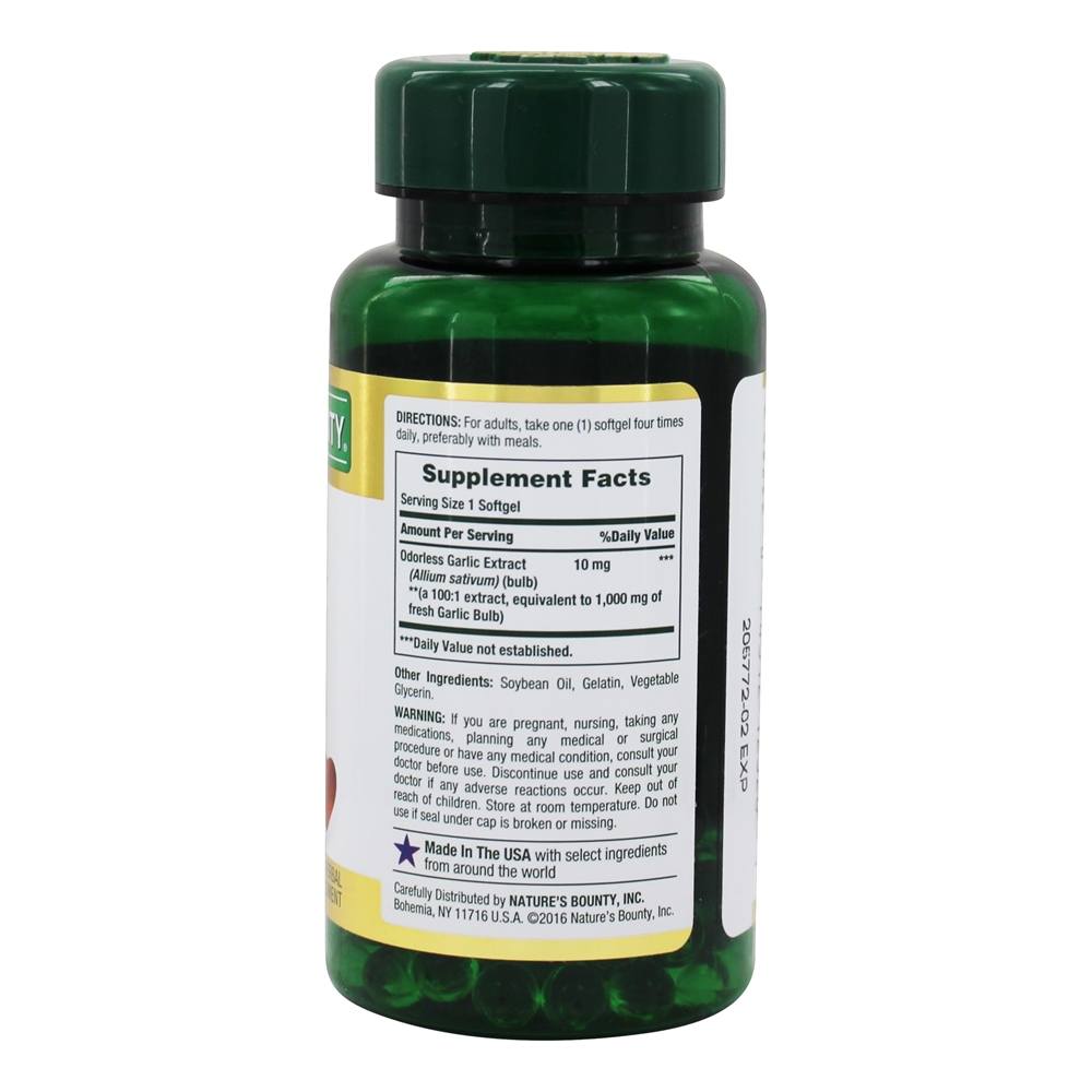 Extrato de alho para a saúde do coração 1000 mg. - 100 Softgels Nature's Bounty - Imagem 2