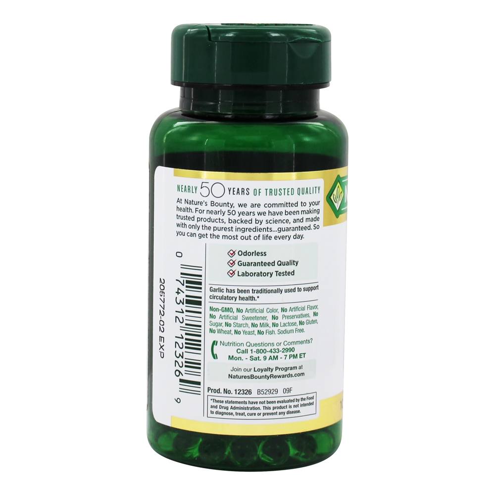 Extrato de alho para a saúde do coração 1000 mg. - 100 Softgels Nature's Bounty - Imagem 3