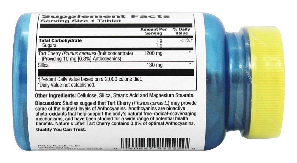 Cereja Ginja 1200 mg. - 30 Tablets Nature's Life - Imagem 3