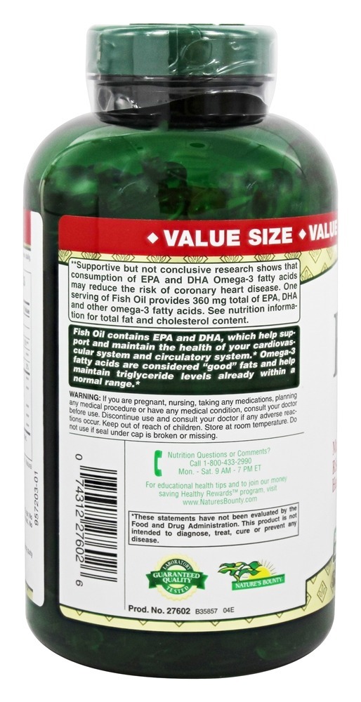 Óleo de Peixe 1200 mg. - 320 Softgels Nature's Bounty - Imagem 3