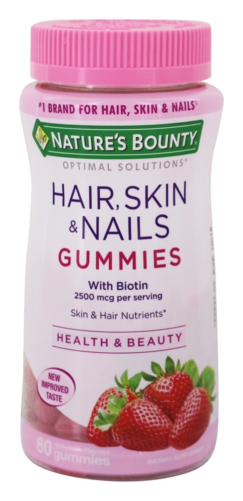 Optimal Solutions Cabelo, Pele & Unhas Sabor Morango 2500 mcg. - 80 Gummies Nature's Bounty
