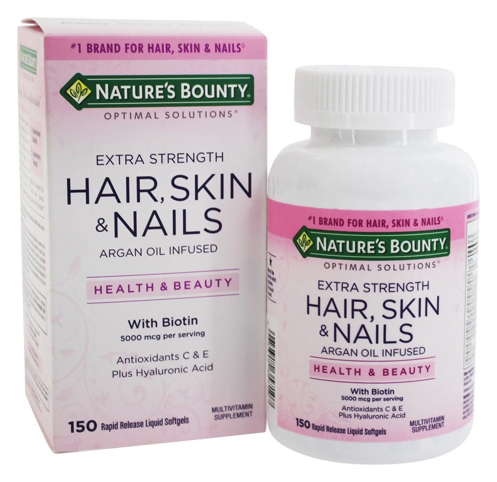 Optimal Solutions Cabelo, Pele & Unhas Potência Extra - 150 Softgels líquidos Nature's Bounty