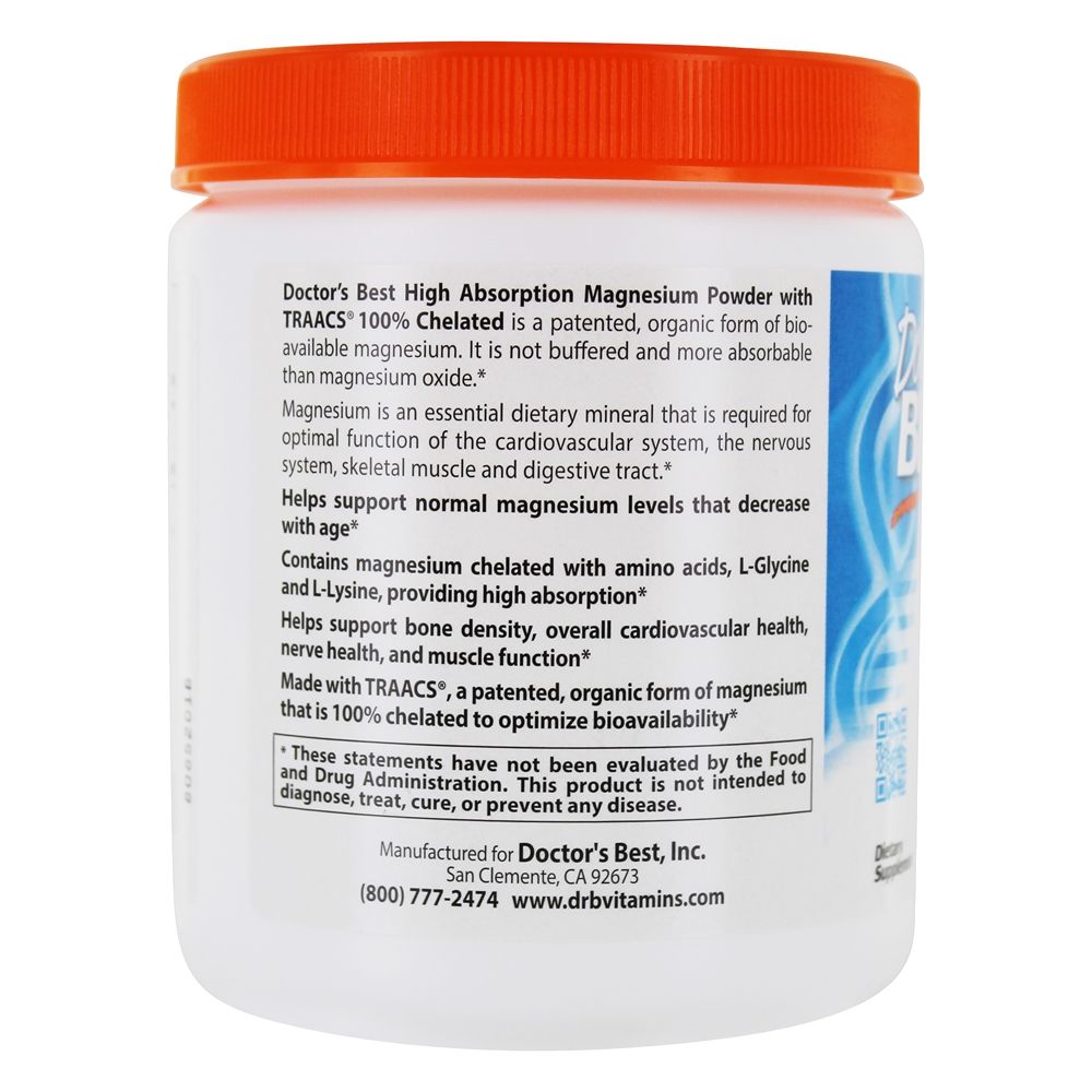 Pó de Magnésio de Alta Absorção com TRAACS 100% Quelatado 200 mg. - 7.1 oz. Doctor's Best - Imagem 3