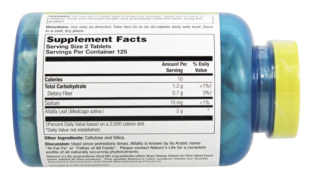 Folha de Alfafa 1000 mg. - 250 Tablets Nature's Life - Imagem 2
