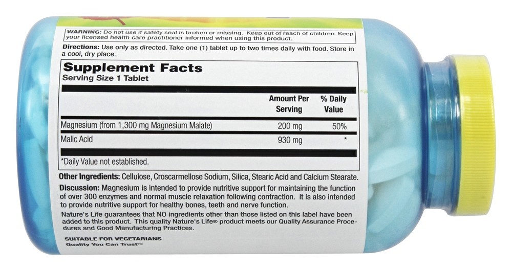 Magnésio Dimalato 1300 mg. - 250 Tablets Nature's Life - Imagem 2