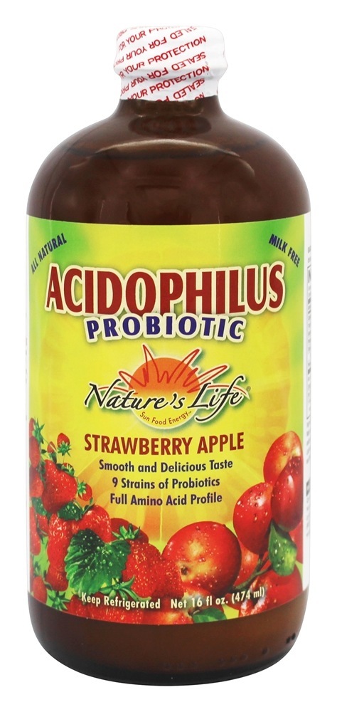Maçã Probiotic Acidophilus Morango - 16 fl. oz. Nature's Life