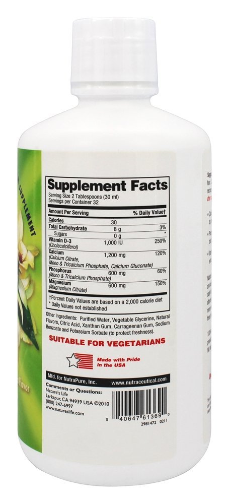 Super ABSORBeeze Cálcio Magnésio Fósforo Baunilha Líquida - 32 fl. oz. Nature's Life - Imagem 2