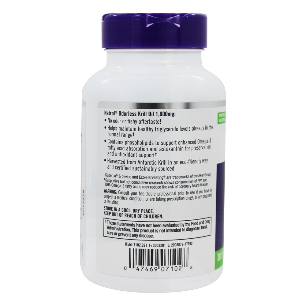Óleo de Krill Sem Odor Para a Saúde do Coração 1000 mg. - 30 Softgels Natrol - Imagem 3