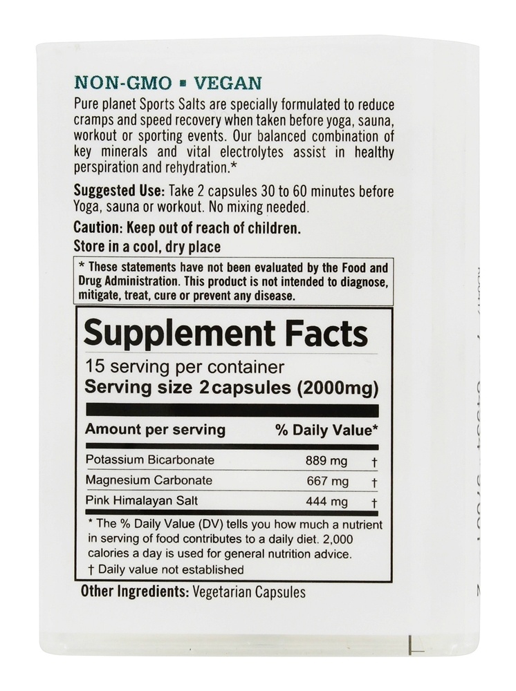 Sais Esportivos 1000 mg. - Cápsulas vegetarianas 30 Pure Planet - Imagem 2