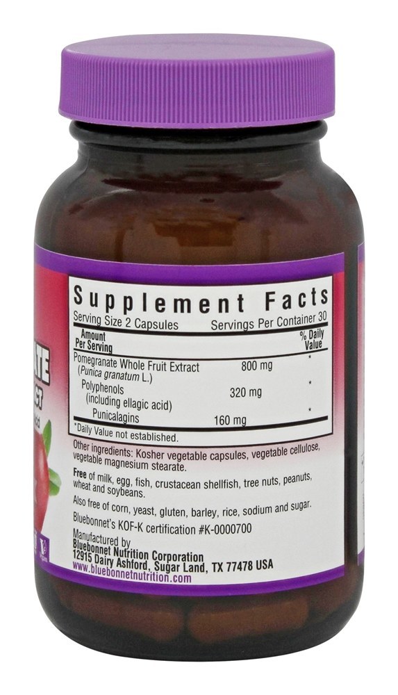 Extrato de fruta inteira de romã super frutas - Cápsulas vegetarianas 60 Bluebonnet Nutrition - Imagem 2