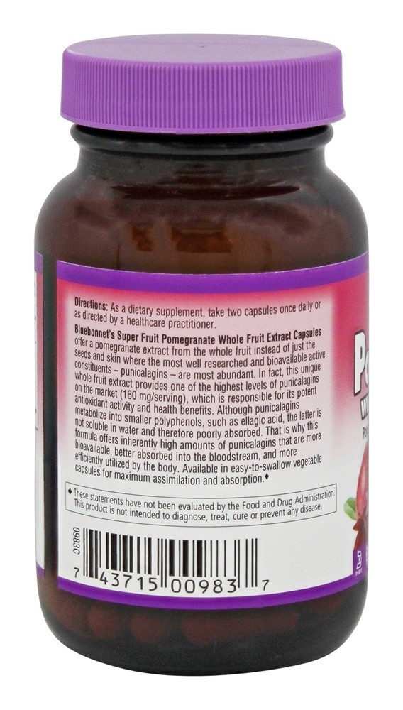 Extrato de fruta inteira de romã super frutas - Cápsulas vegetarianas 60 Bluebonnet Nutrition - Imagem 3