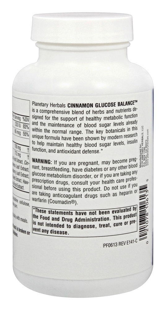 Glicose de canela Balance 910 mg. - 180 Tablets Planetary Herbals - Imagem 3