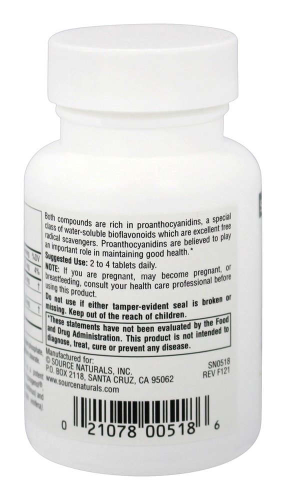Pycnogenol & Extrato de Semente de Uva 50 mg. - 60 Tablets Source Naturals - Imagem 3