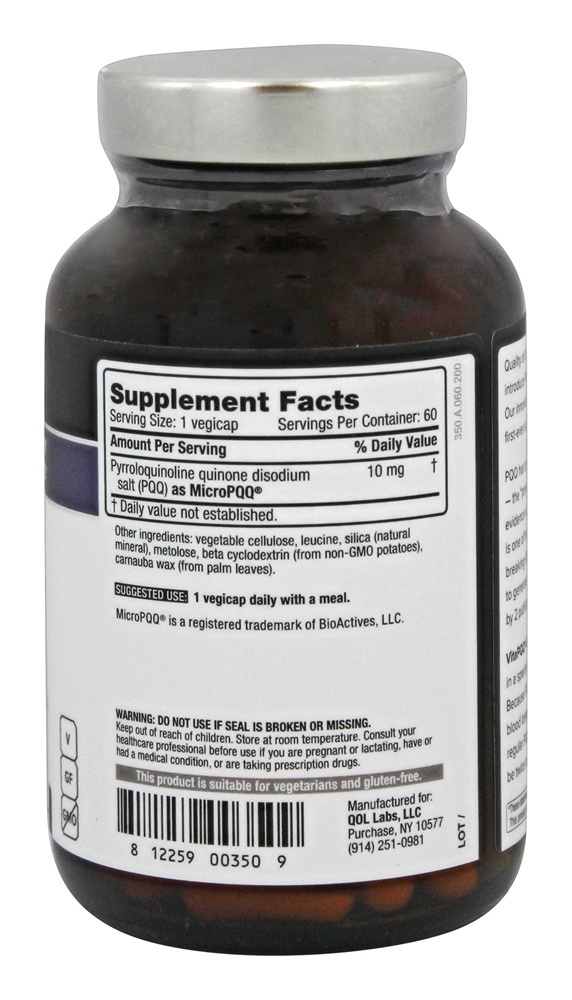 VitaPQQ-SR Antioxidante de Liberação Contínua - Cápsulas vegetarianas 60 Quality Of Life Labs - Imagem 2