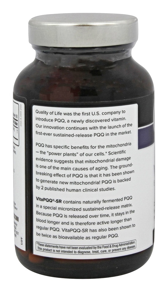 VitaPQQ-SR Antioxidante de Liberação Contínua - Cápsulas vegetarianas 60 Quality Of Life Labs - Imagem 3