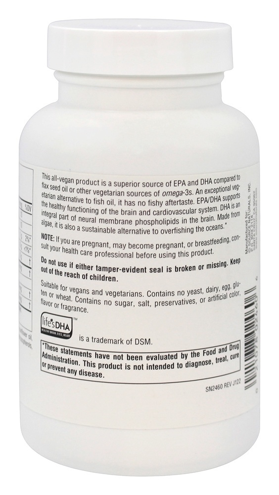EPA-DHA Omega-3 Vegano 300 mg. - 90 Cápsulas Vegetarianas Source Naturals - Imagem 3