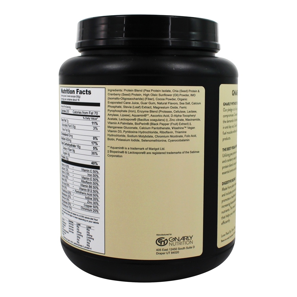 Chocolate de Pó de Substituição de Refeição de Proteína Vegetal Vegan - 28.2 oz. Gnarly Nutrition - Imagem 3