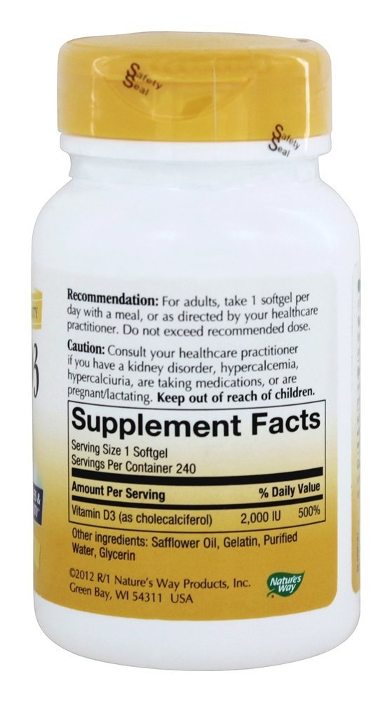 Vitamina D3 2000 UI - 240 Softgels Nature's Way - Imagem 2