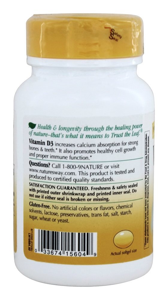 Vitamina D3 2000 UI - 240 Softgels Nature's Way - Imagem 3