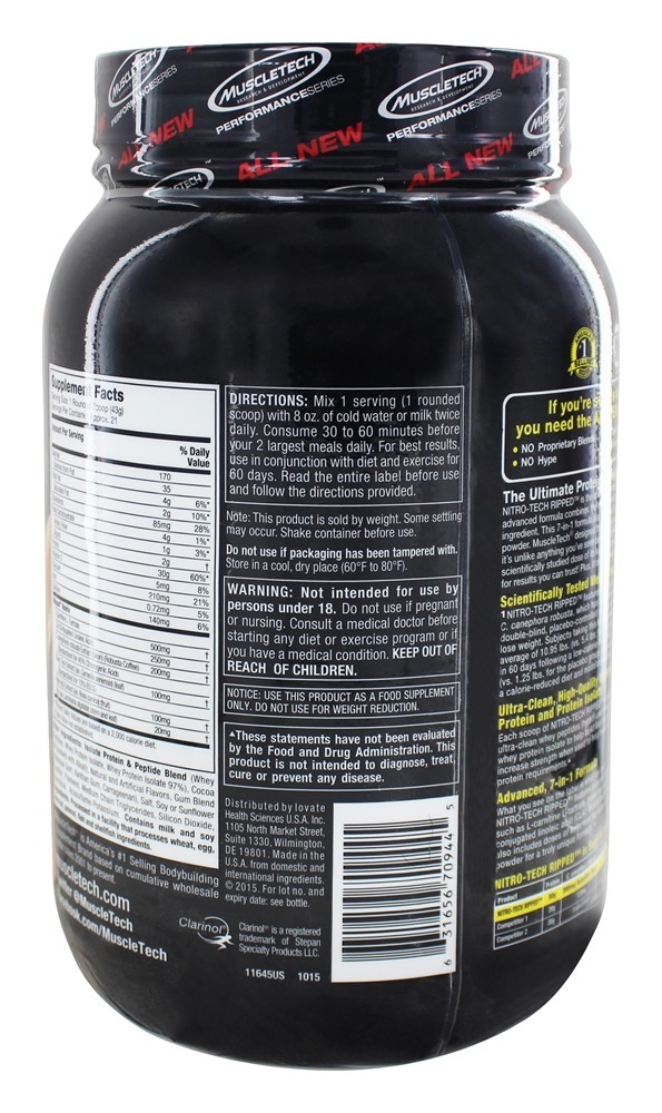 Nitro-Tech rasgou a série de desempenho Chocolate Brownie Fudge - 2 lbs. Muscletech Products - Imagem 3