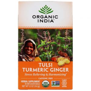 Comprar tulsi chá curcuma gengibre - 18 saquinhos de chá organic india preço no brasil chá preto chás e café suplemento importado loja 95 online promoção -