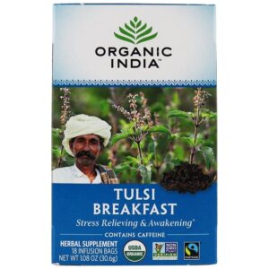 Comprar chá de café da manhã tulsi - 18 saquinhos de chá organic india preço no brasil chás de manjericão sagrado chás e café suplemento importado loja 3 online promoção -