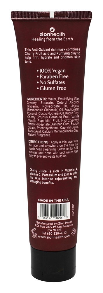Adama Iluminando Argila Face Máscara Preto Cereja - 4 oz. Zion Health - Imagem 2