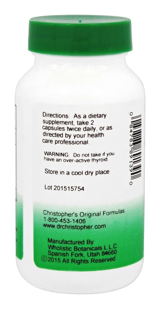 Fórmula Herbácea Para a Tiróide 475 mg. - Cápsulas vegetarianas 100 Dr. Christopher's Original Formulas - Imagem 3