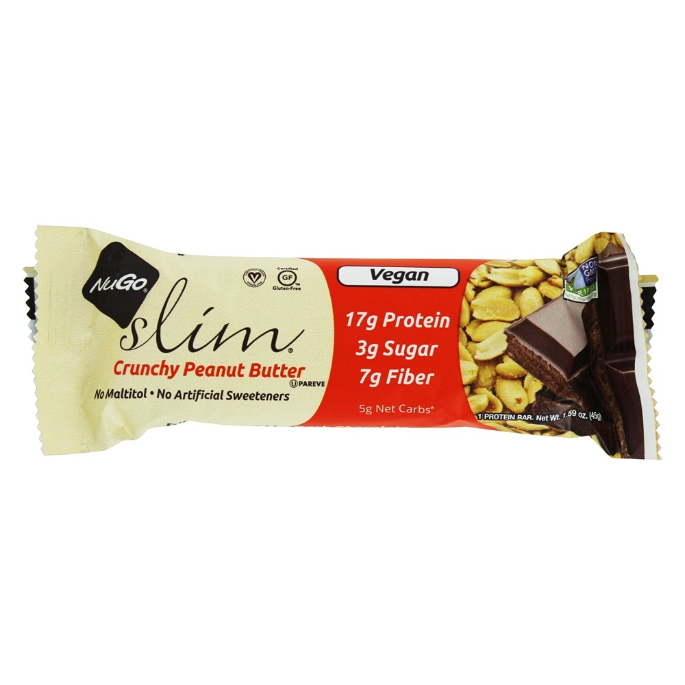 Vegan Esbelto Real Escuro Chocolate Barras Caixa Crocante Amendoim Manteiga - 12 Barras NuGo Nutrition - Imagem 2